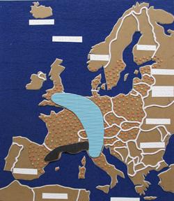 Tyhjiömuovikartta, jossa näkyy Eurooppa.