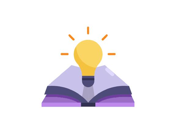 kirja ja idealamppu piirroskuva